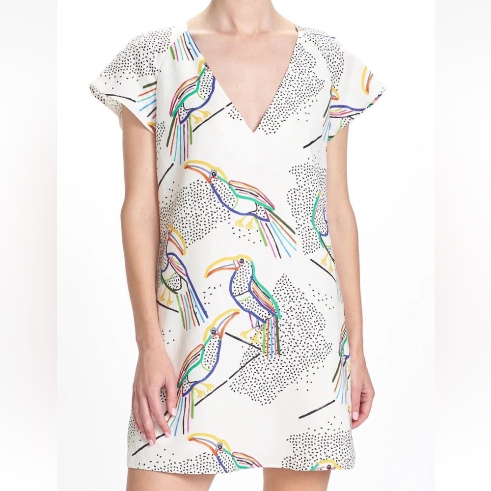 🦜 Corey Lynn Calter Toucan Print Mini Dress Top | Made in USA | Size S